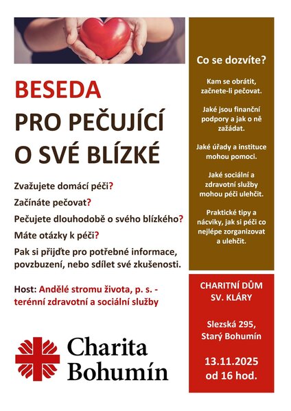 Charita Bohumín Beseda pro pečující 13.11 host